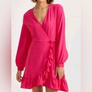 Altar’d State Fuchsia Long Sleeve Smocked Dress